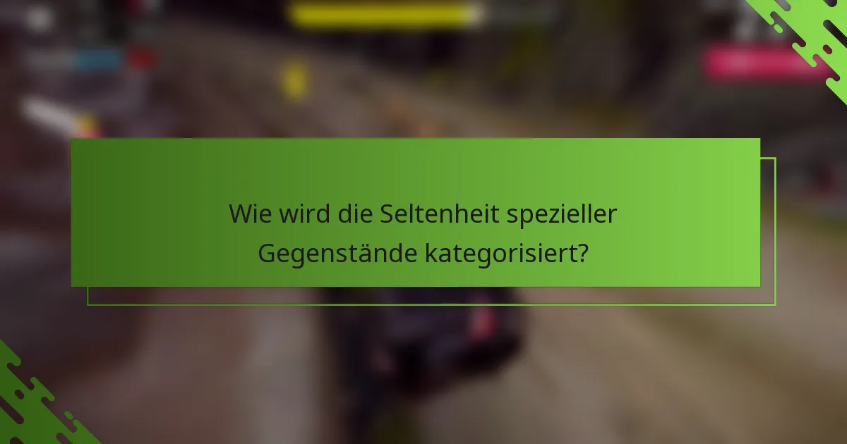 Wie wird die Seltenheit spezieller Gegenstände kategorisiert?